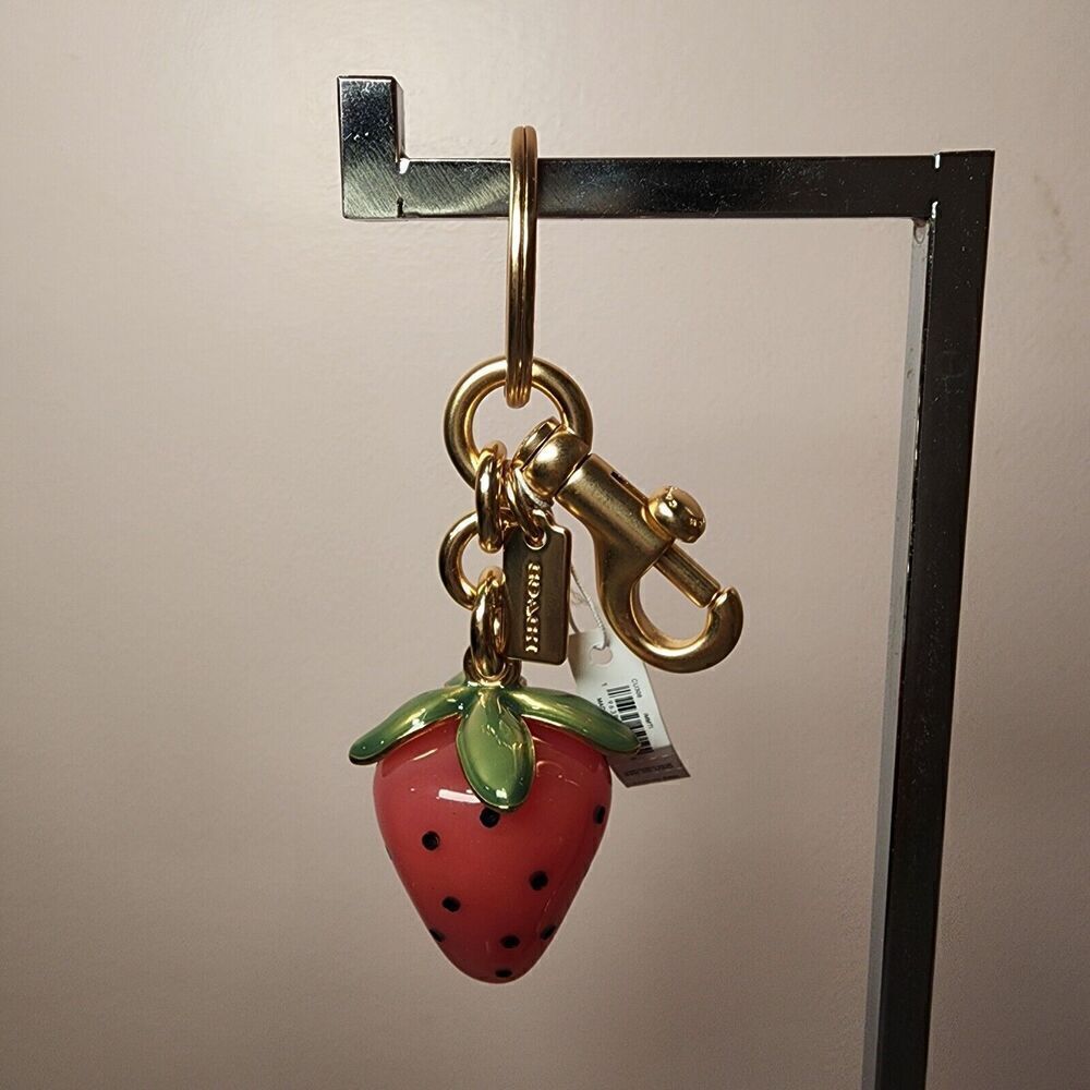 NWT COACH X OBSERVED BY US CU308 RESIN STRAWBERRY KEY RING BAG CHARM - Picture 2 of 2